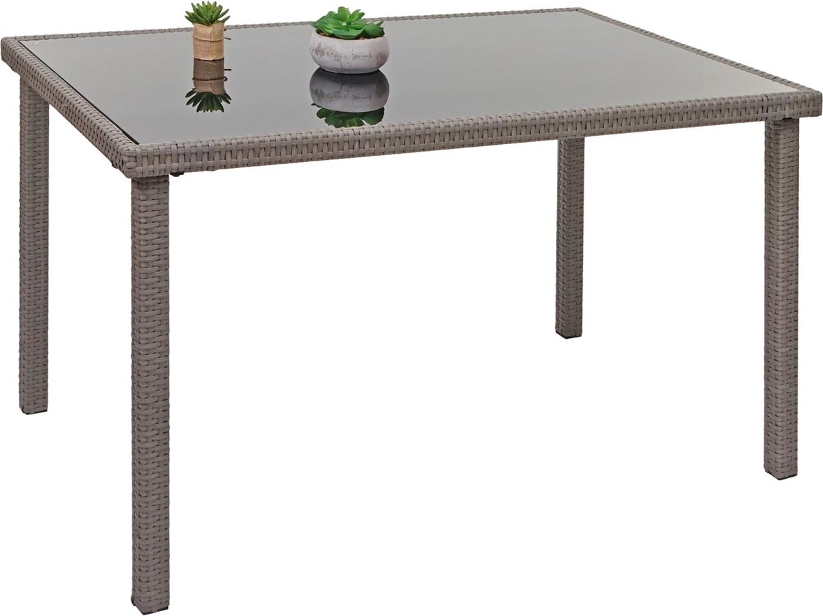 MCW Poly-rattan tafel -G19 tuintafel balkontafel 120x75cm ~ grijs