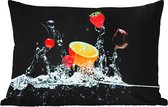 Buitenkussens - Water - Fruit - Sinaasappel - Aardbei - Kers - Zwart - 60x40 cm - Weerbestendig