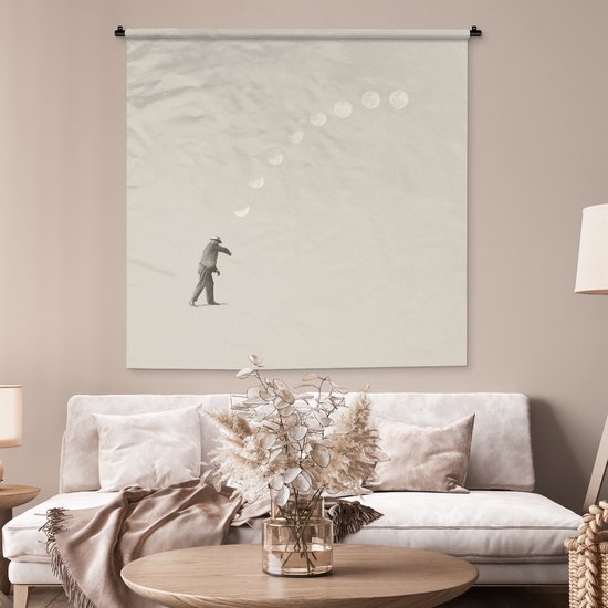Tapisserie - Tapisserie - Vintage - Lune - Homme - 150x150 cm - Tapisserie