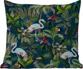 Buitenkussen Weerbestendig - Jungledieren - Patroon - Kinderen - Flamingo - Papegaai - Kids - 50x50 cm