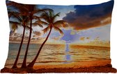 Buitenkussens - Tuin - Strand - Horizon - Zonsondergang - Palmboom - Zee - 50x30 cm