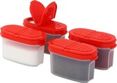 Premium kruidendozen, opbergdozen voor specerijen in grote en kleine maten met praktische shakers van BPA-vrij plastic, luchtdichte opbergcontainers voor in de keuken (4 stuks klein)