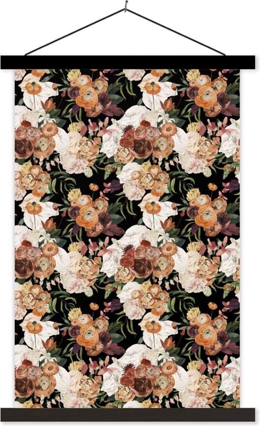 Porte-affiche avec affiche - Affiche scolaire - Fleurs - Plantes - Couleur - 40x60 cm - Lattes noires