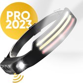 PROKING COB LED Hoofdlamp Wit & Rood licht – Hoofdlamp LED Oplaadbaar – Hoofdlampje – IP44 Waterdicht – Zwart - 1000 Lumen