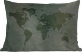 Buitenkussens - Tuin - Donkere wereldkaart overdekt met grijze wereldverf - 50x30 cm