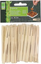Hapjes/sate prikkers/spiesjes - bamboe hout - 72x stuks - 9 cm - amuse/bbq/feestje - Cocktailprikkers