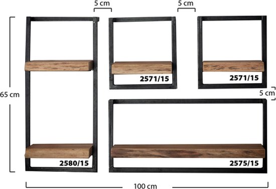 Wandplank edge 65cm / Massief acacia naturel