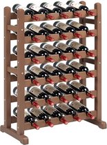 Wijnrek op 6 niveaus voor 30 flessen, vrijstaand wijnflessenrek, recyclebare HDPE-wijnflessenvitrines voor keuken, woonkamer, wijnkelder, bar (geelbruin)