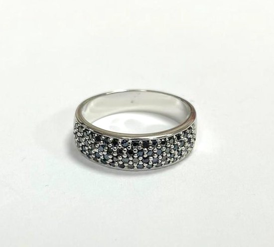 Ring - 925 Sterling zilver - Maat 18.25 - Donkere zirkonia steentjes - Damesdingetjes