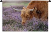 Wandkleed Schotse Hooglanders  - Grazende Schotse hooglander Wandkleed katoen 180x120 cm - Wandtapijt met foto XXL / Groot formaat!