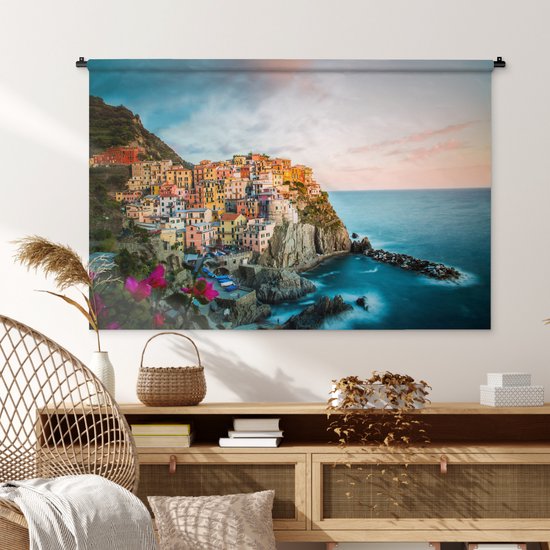 Tapisserie Italie - Maisons le long d'une falaise en Italie Tapisserie coton 150x100 cm - Tapisserie avec photo