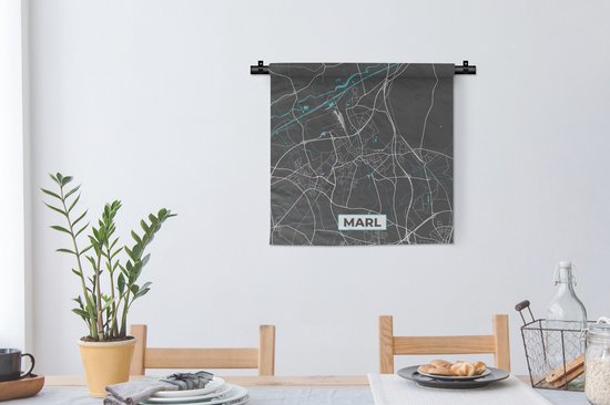 Wandkleed - Wanddoek - Blauw – Duitsland – Plattegrond – Stadskaart – Kaart – Marl - 60x60 cm - Wandtapijt
