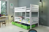 stapelbed Carino 80 x 190 extra lade en matrassen Wit groen