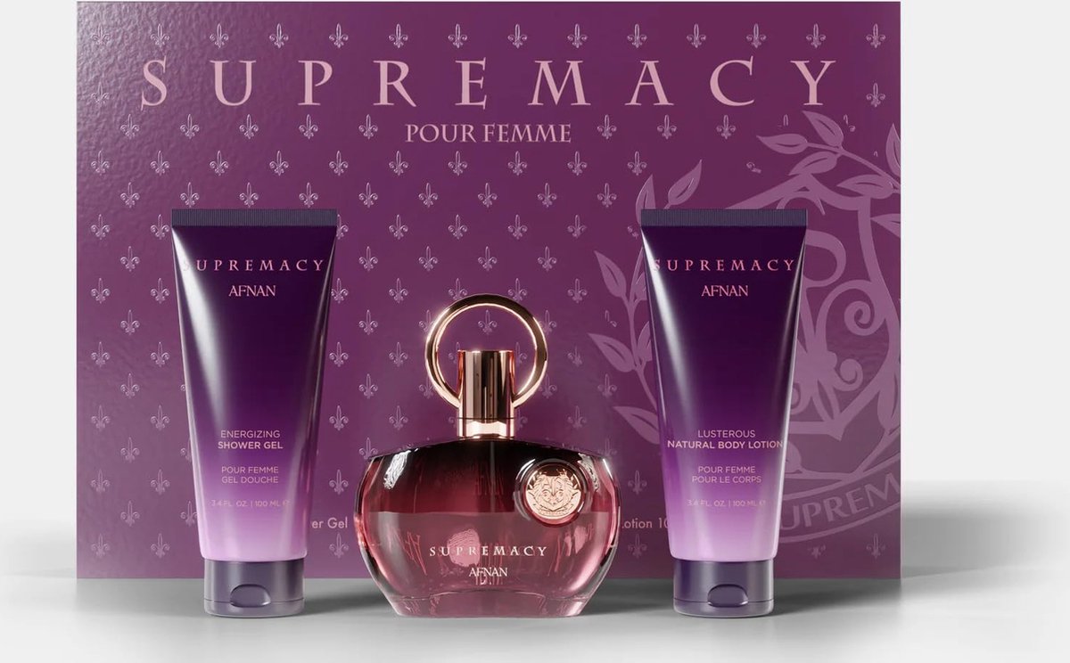 Supremacy Purple Gift Set Edp 100 Ml, Shower Gel 100 Ml And Moisturizing Body Lotion 100 Ml
