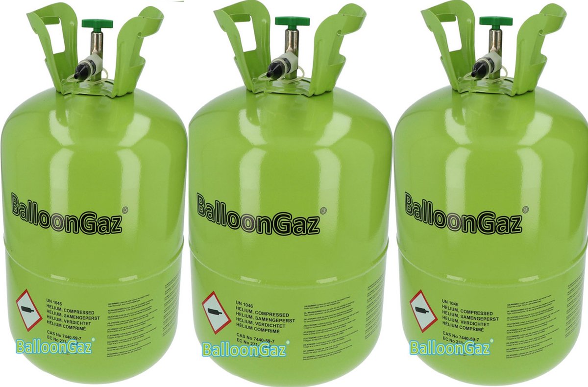 Helium gas tankjes voor 150 ballonnen - 3x heliumtank - Ballonnen vullen - Merkloos