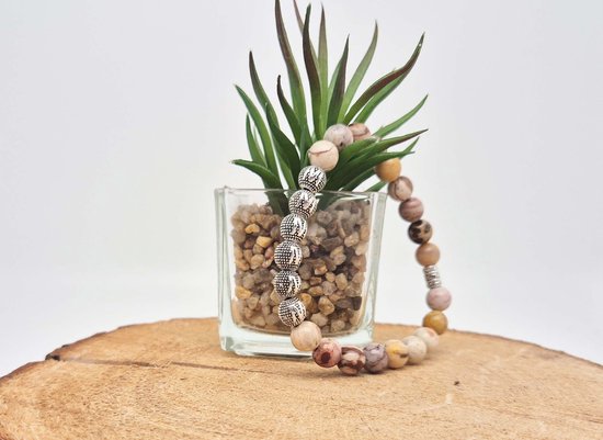 Roze Zebra Jaspis armband, 8 mm edelsteen kralen, 18 cm Roze Zebra Jaspis armband, 8 mm edelsteen kralen, 18 cm