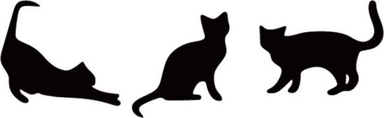 autosticker - zwarte katten drie stuks - 3 katten - poezen - kattenstickers - huisdieren op uw auto - 6,2 x 20,3 cm