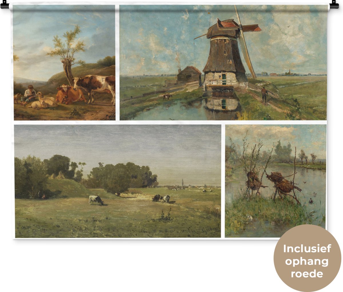 Wandkleed - Wanddoek - Collage - Nederland - Kunst - 120x90 cm - Wandtapijt