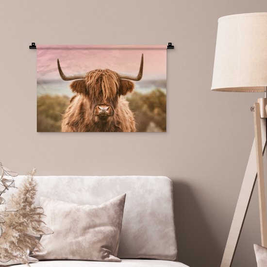 Tapisserie - Tissu mural - Vache - Highlander écossais - Animal - 60x40 cm - Tapisserie