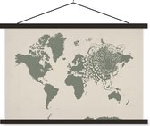 Schoolplaat - Textielposter - Wereldkaart -Dieren - Luipaard - 90x60 cm - Textiel poster