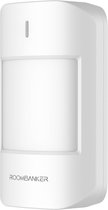 RoomBanker PIR-bewegingssensor PS1 - Brede detectiedekking: 12 m (bereik) / 110 ° (horizontaal) - Tot 10 kg huisdierimmuun - Geavanceerde detectietechnologieën (digitale temperatuurcompensatie, IFT, automatische gevoeligheid, anti-wit licht)