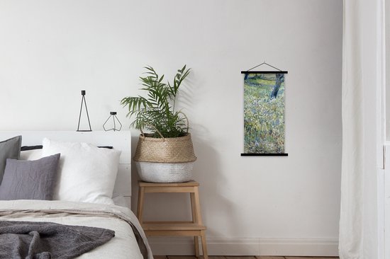 Porte-affiche avec affiche 40x80 cm - Affiche scolaire - Troncs d'arbres dans l'herbe - Vincent van Gogh - Affiche textile - Lattes noires