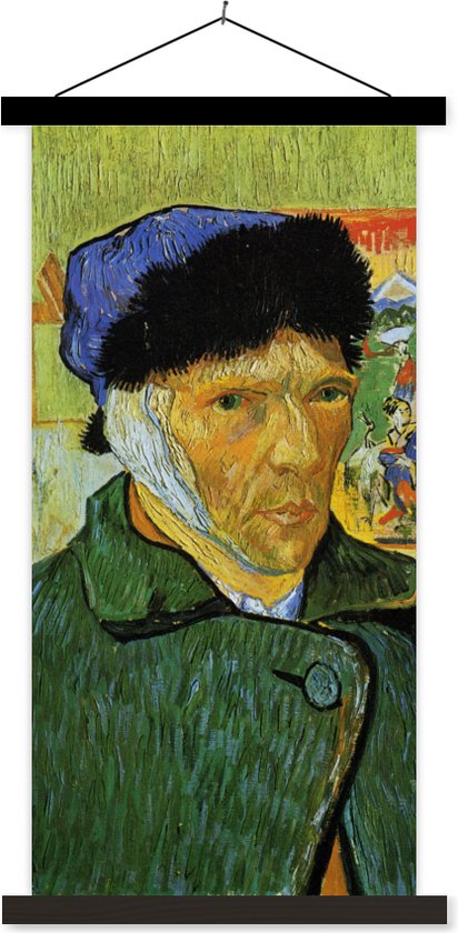 Porte-affiche avec affiche - Affiche scolaire - Autoportrait à l'oreille bandée - Vincent van Gogh - 40x80 cm - Lattes noires