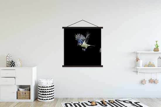Porte-affiche avec affiche - Affiche scolaire - Vogels - Ressorts - Zwart - 90x90 cm - Lattes noires
