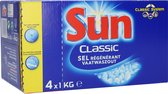 Sel pour lave-vaisselle Sun 4 x 1kg | sel pour lave-vaisselle | céréales | empêche les dépôts de calcaire | Emballage promotionnel