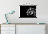 Support pour affiche avec affiche 90x60 cm - Affiche scolaire - Tigre sur fond noir en noir et blanc - Affiche textile - Lattes noires