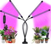 Plantenverlichting - 80 LEDs Full Spectrum - 4 Koppig Plantenlampen - met Timer en 10 Dimniveaus - Kamerplanten Licht - Kweeklamp - Rood Blauw Verlichting