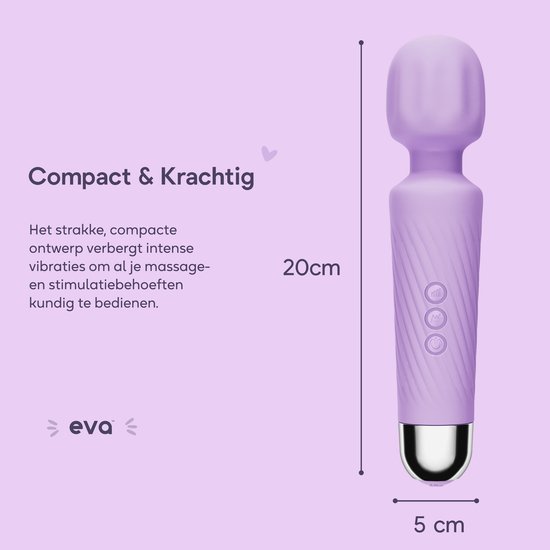 Eva® Personal Massager - Magic Wand - Vibrator voor Vrouwen - Krachtige Clitoris Stimulator - 75% Intensere Stimulatie - 20 Standen - Fluisterstil - Sex Toys voor Vrouwen - Seksspeeltjes - Cadeau voor Vrouw - Sensuele Audio - Lavender Purple