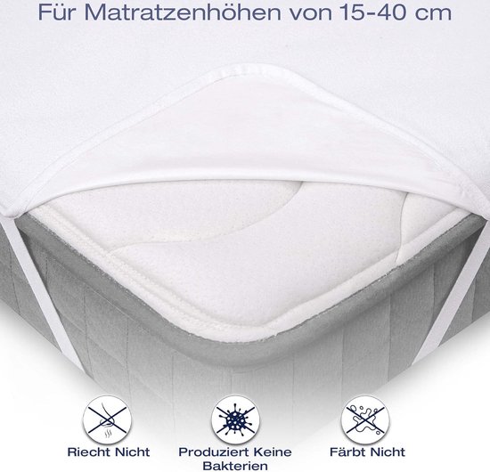 Waterdichte matrasbeschermer 180 x 200 cm -% 100 katoen, ademende matrasoplegger, matrasbescherming zonder knetters (Oeko-Tex®-standaard 100)