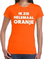 Ik zie helemaal oranje tekst t-shirt dames M