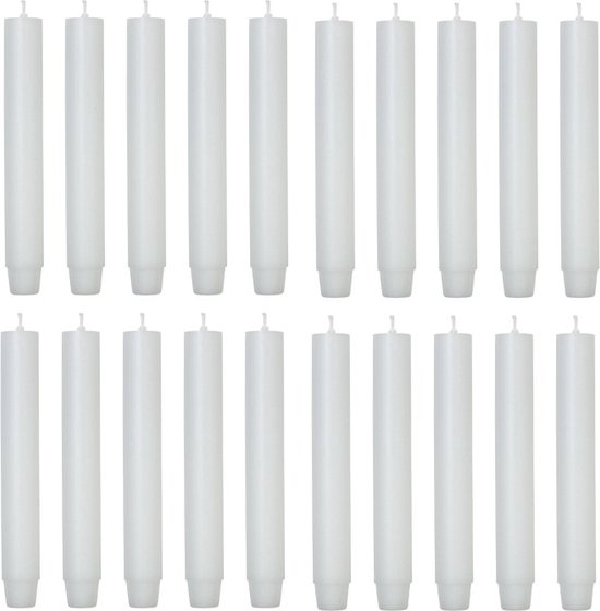 Rustik Lys chic belles bougies de dîner pack de 20 pièces 2,6 x 18 cm de couleur Wit