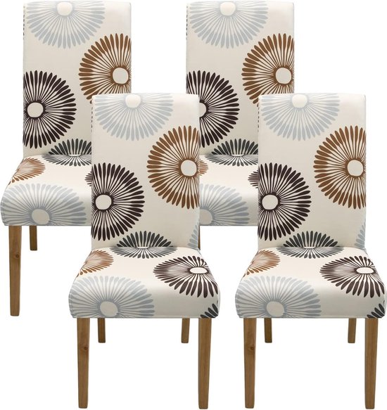 YISUN Stretch stoelhoezen, set van 6, universeel, jacquard, bladeren