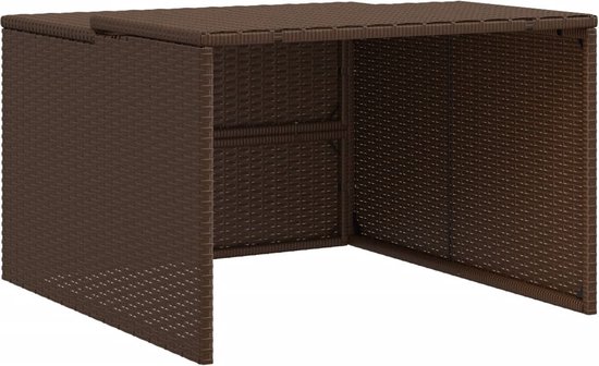 Robotmaaier garage poly rattan bruin 86x90x57 cm – weerbestendige opbergschuur met stalen frame