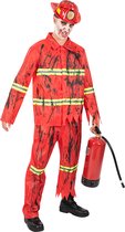 FUNIDELIA Zombie Brandweerman Kostuum voor Mannen - Maat: XXL - Rood