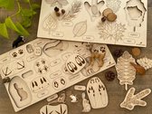 Stuka Puka - Multilayer Houten Montessori Puzzel: Dieren en hun Sporen (3D - meerlagig) Nederlandstalig