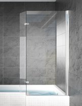 Badplaats Paroi de baignoire Vagos 100 cm x 140 cm - Chrome - Pare-baignoire Rotatif 5 mm d'épaisseur - Verre de sécurité et Anti-calcaire