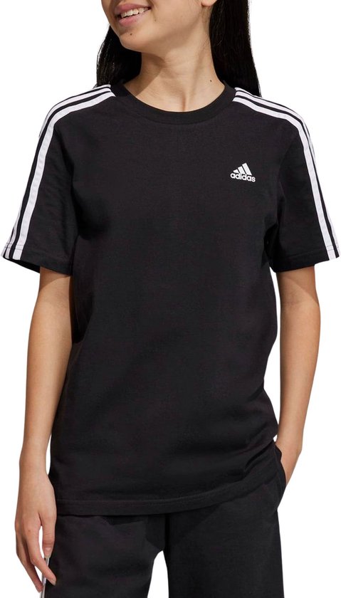 Adidas Sportswear Essentials 3-Stripes Katoenen T-shirt - Kinderen - Zwart