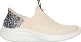 Skechers Ultra Flex 3.0-Natural Step Dames Sneakers - Off white - zwart - beige (deels luipaardprint) - Maat 41