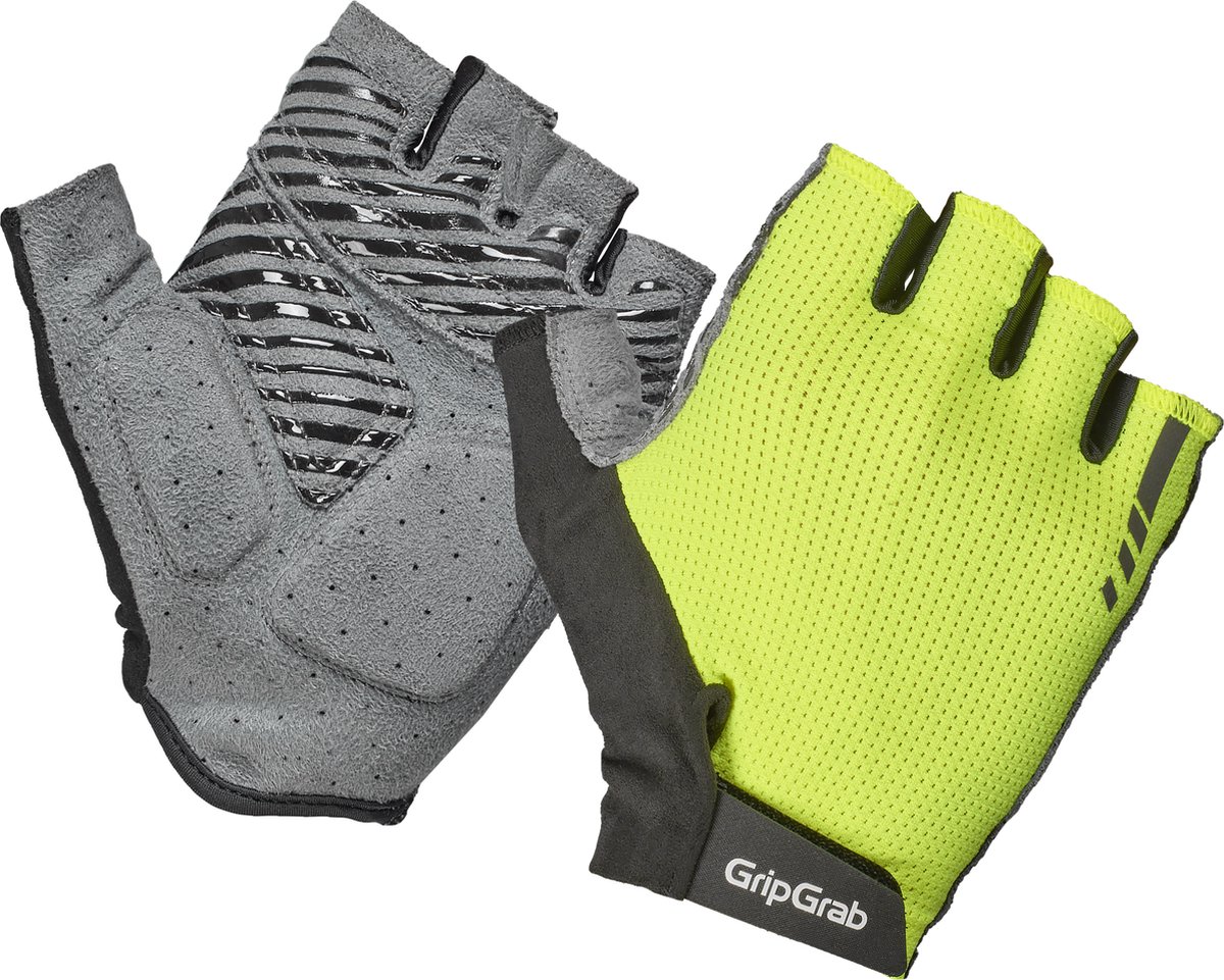 GripGrab - expert rc max korte vinger zomer fietshandschoenen met padding - geel hi-vis - unisex - maat s