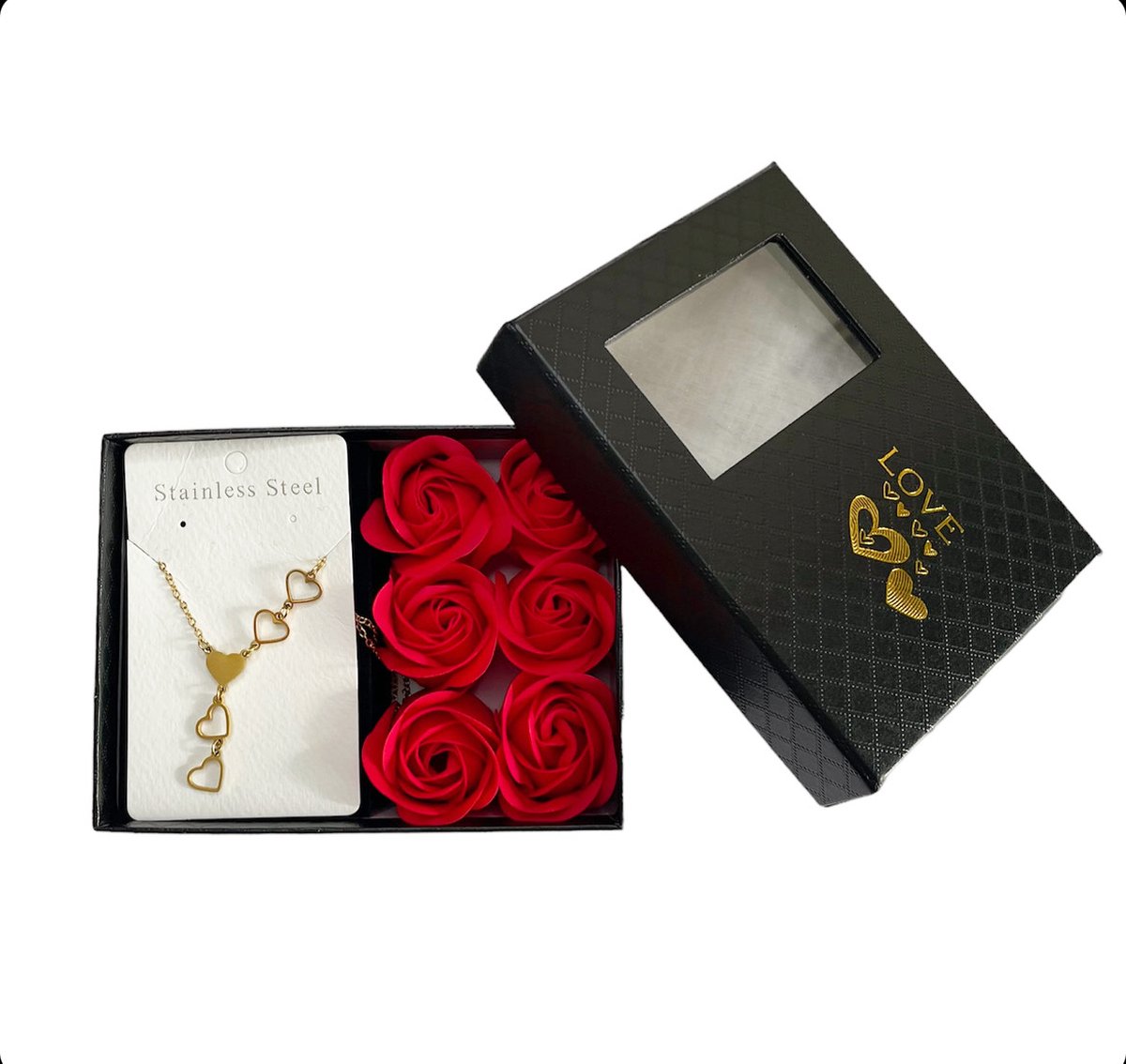 Goedkoopste Halsketting met Licht Luxe Elegante Delicate Hart Hanger Charme Ketting Koreaanse Mode Ketting, Met Geschenkdoos , Eeuwige Bloem, Sieradenverpakking, geschikt als cadeau voor verjaardag, Kerstmis, Valentijnsdag.