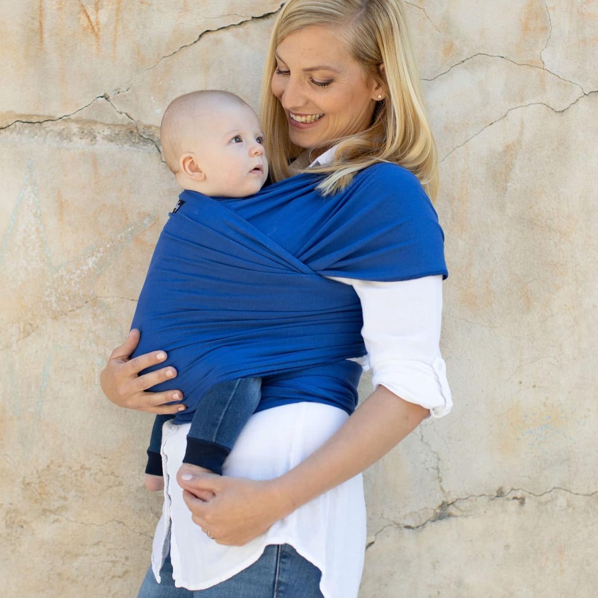 Babydraagdoeken – Babydrager - Baby Carrier Ring Sling - Babydraagdoek Pasgeborenen - Elastische Draagdoek - Cadeau - Size Fits all geel - Blauw – foto 5