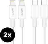 iPhone Kabel USB C naar Lightning - iPhone Apple Oplaadkabel - Ondersteunt snelladen - Geschikt voor iPhone & iPad – 2 STUKS – 1M – WiseQ – Wit