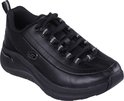 Zwarte Skechers sneaker met veters en zilverkleurige accenten.