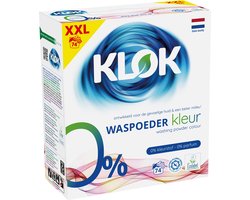 Klok Waspoeder Kleur - XXL verpakking 4,81 kg - 74 Wasbeurten - Huidvriendelijk & Ecologisch