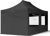 Tente de fête Easy Up 3x4,5 m Pavillon pliant, acier ECONOMY 30 mm avec parois latérales (panorama), noir