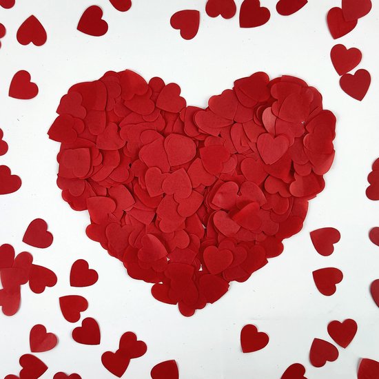 Foto: Hartjes confetti decoratie valentijn versiering rozenblaadjes rode confetti hartjes versiering duurzaam papier rood 50g
